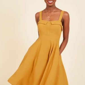 Modcloth Ixia mustard dress with pockets
